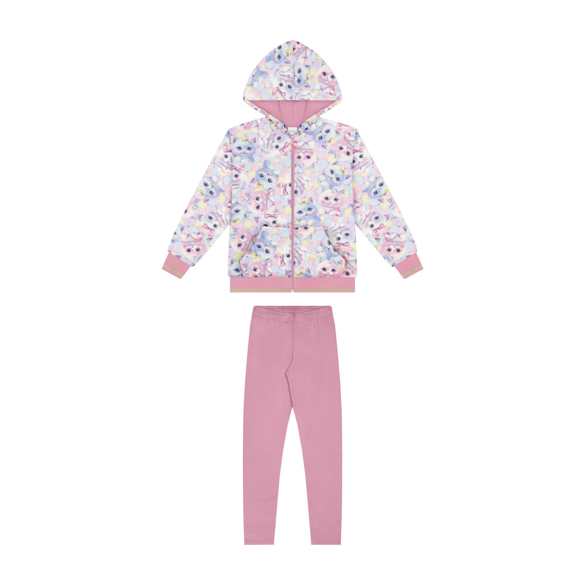 Conjunto Infantil Moletinho Molecotton Gatinhas - Alakazoo