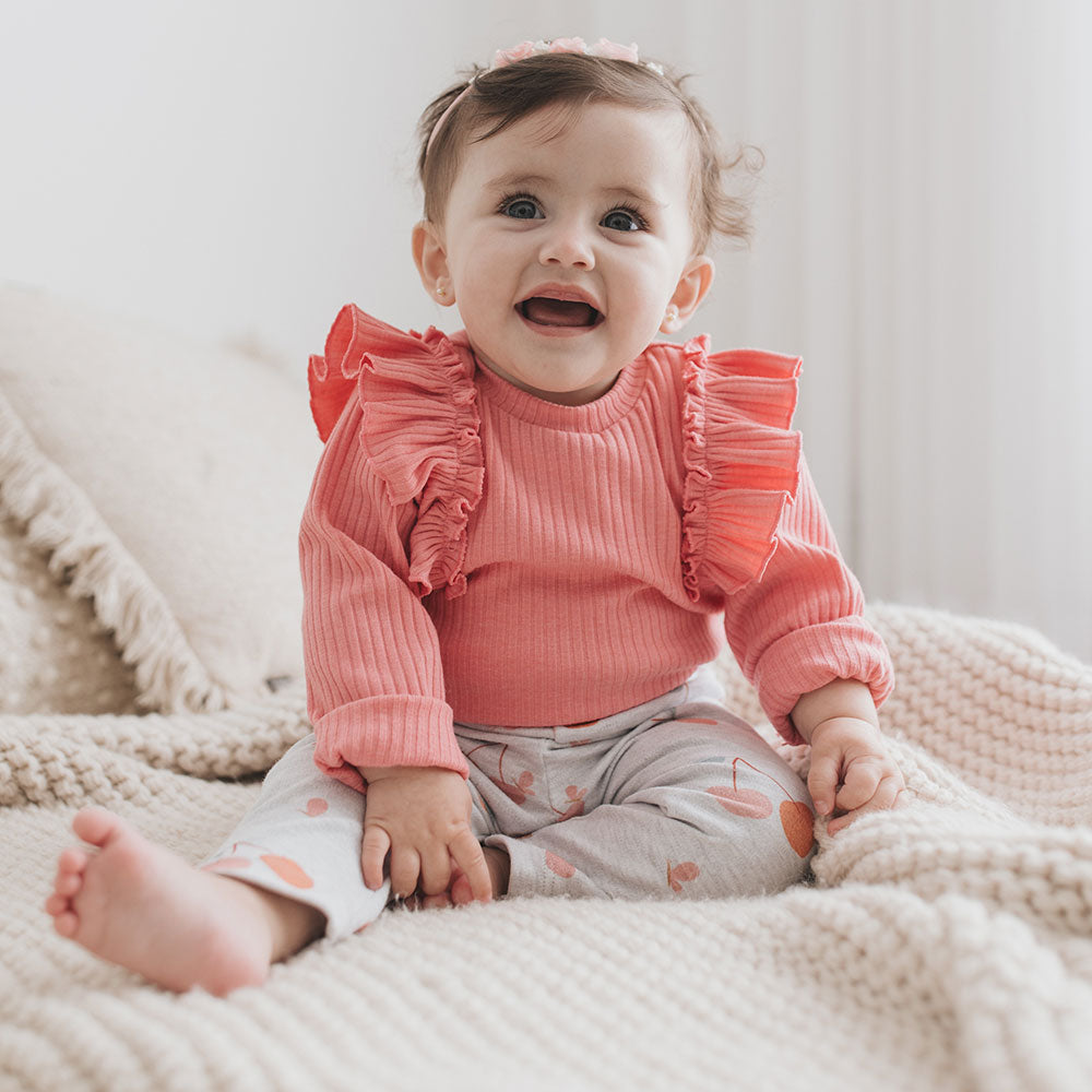 Conjunto Bebê Body Manga Longa e Calça Cerejas - Tilly Baby