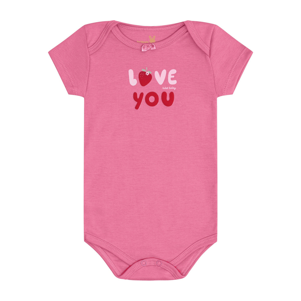 Body Manga Curta Bebê Menina Morango Love You - Kiko Baby