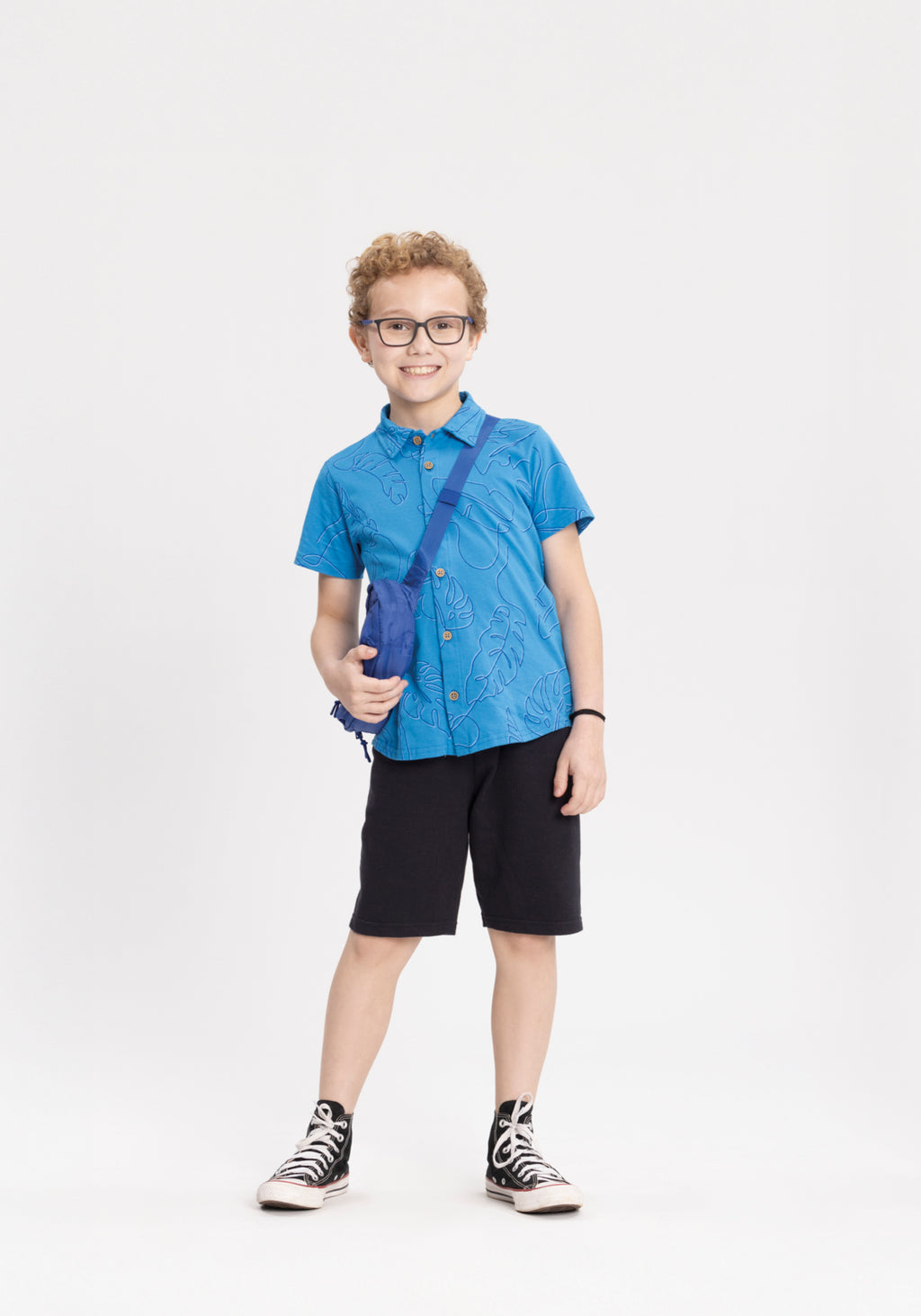 Conjunto Menino Camisa Tropical e Bermuda Moletom - Alakazoo