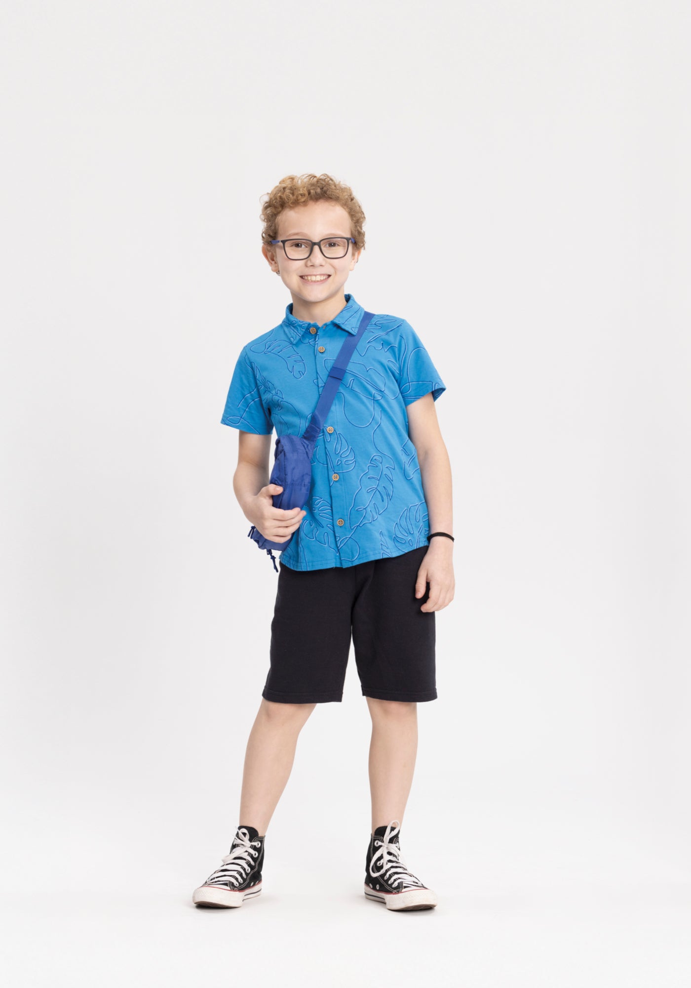 Conjunto Menino Camisa Tropical e Bermuda Moletom - Alakazoo