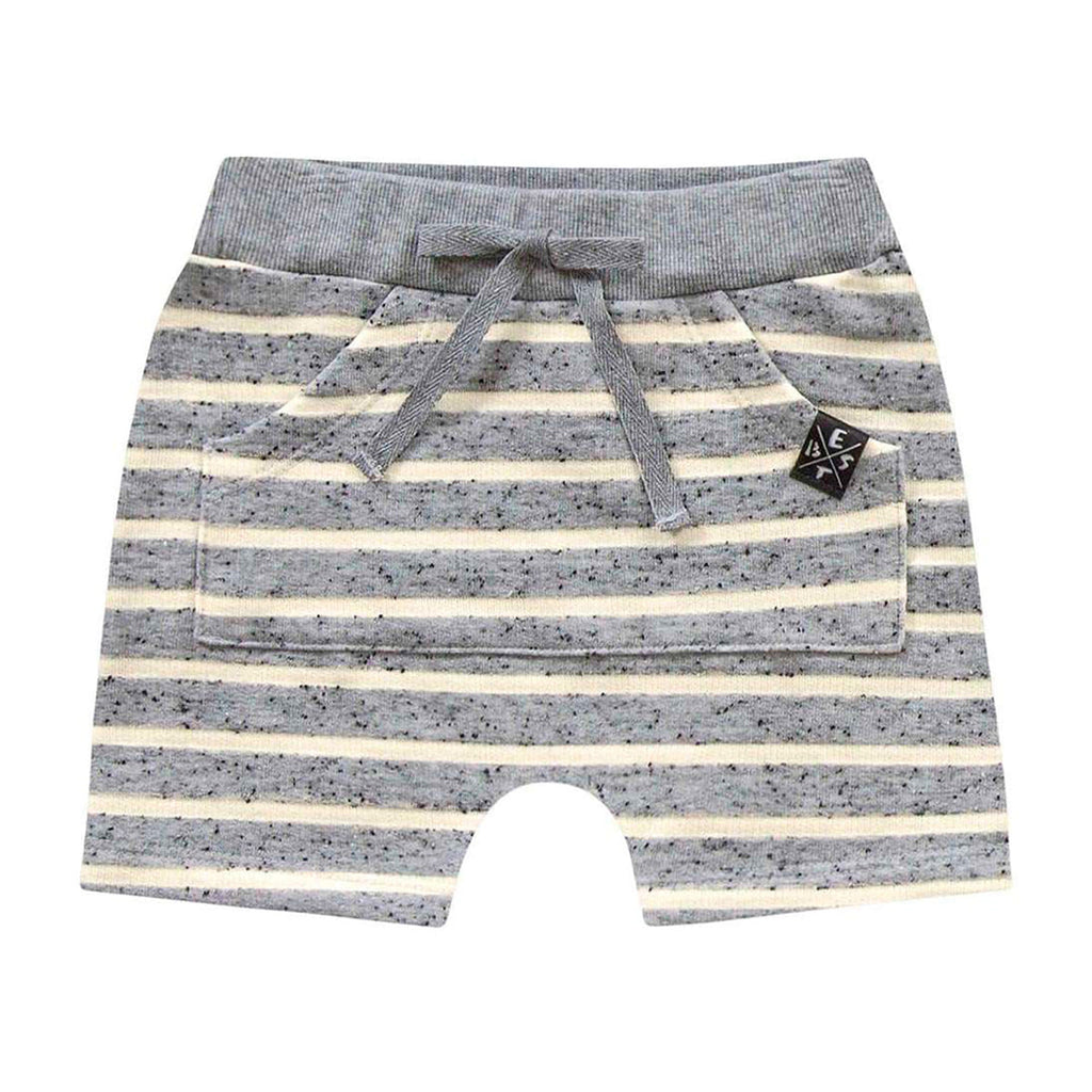 Bermuda Infantil Moletom Botonê Listrada Com Bolso - Kiko e Kika
