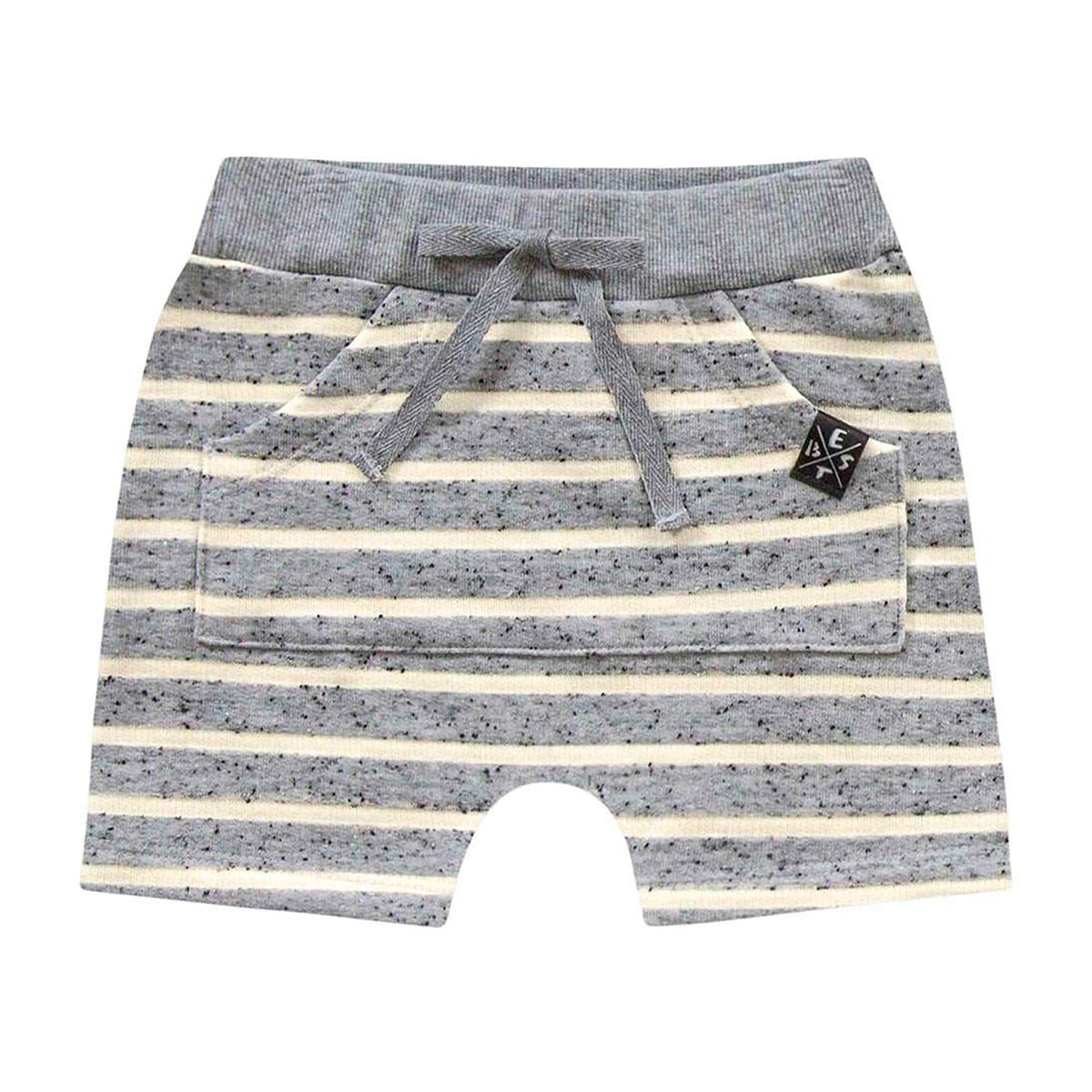 Bermuda Infantil Moletom Botonê Listrada Com Bolso - Kiko e Kika