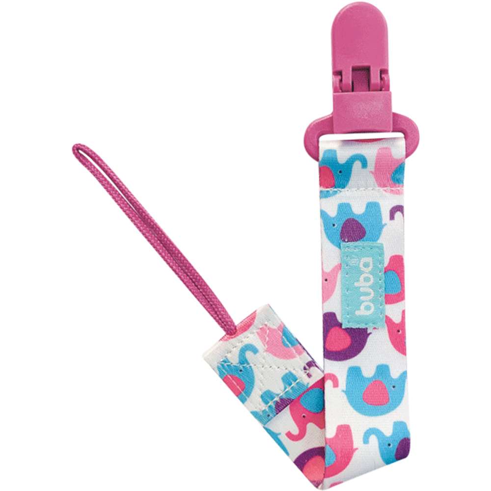 Prendedor de Chupeta Elefantinho Rosa - Buba