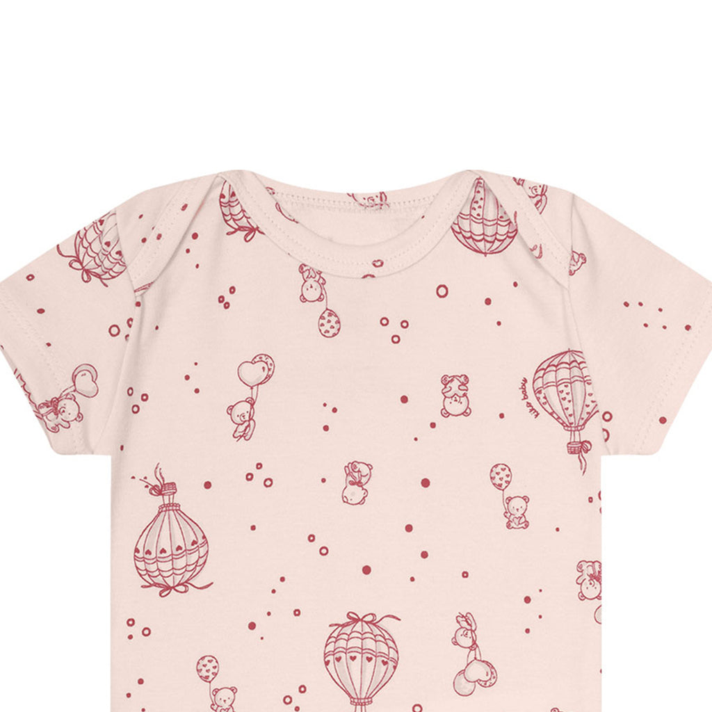 Body Manga Curta Bebê Menina Balões Ursinhos - Kiko Baby
