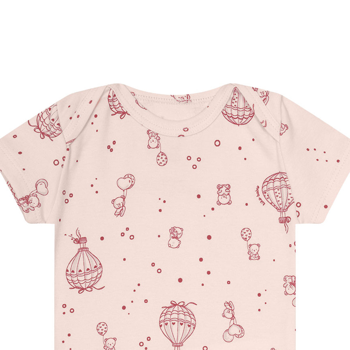 Body Manga Curta Bebê Menina Balões Ursinhos - Kiko Baby