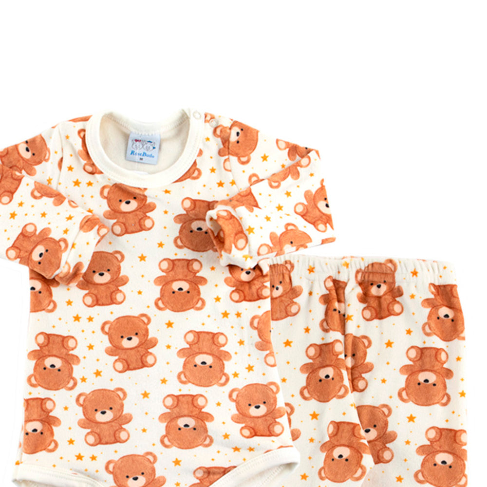 Conjunto Body e Calça Fleece Luxo Ursinhos - Rosebud