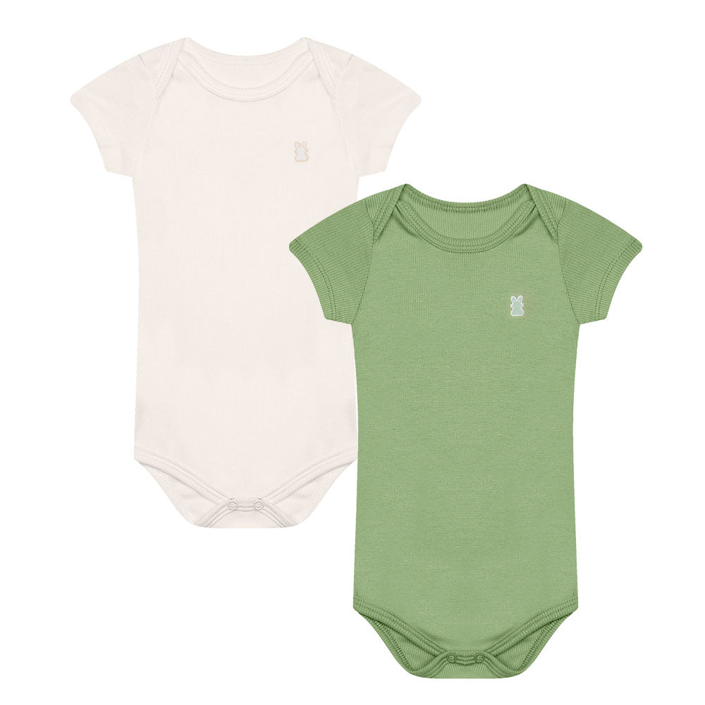 Body Manga Curta Bebê Liso Canelado Premium - Kiko Baby