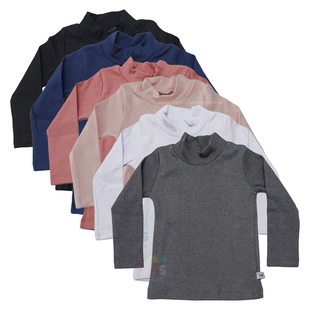 Blusa Básica Infantil Gola Alta em Ribana - Have Fun
