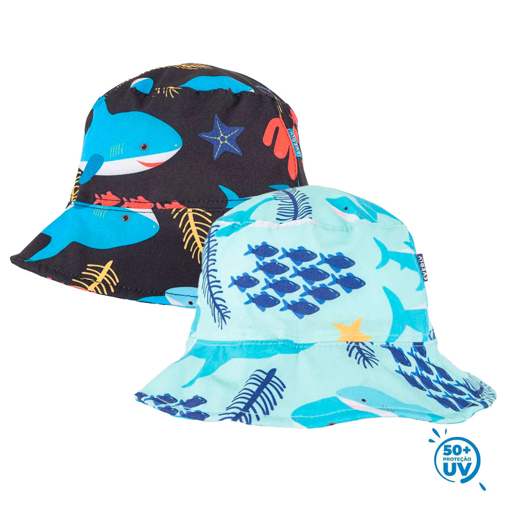 Chapéu Infantil Com Proteção UV 50+ Tubarões - Everly
