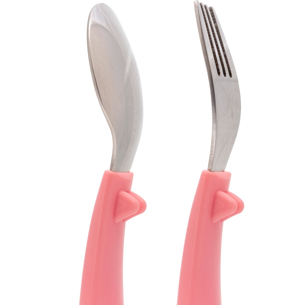 Kit Talher Bebê Colher e Garfo Buba Zoo Rosa - Buba