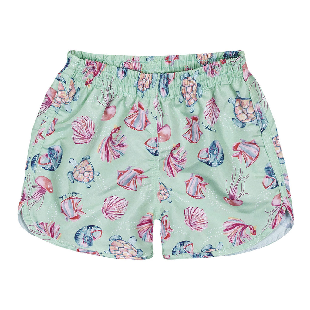Short Tactel Infantil Menina C/ Proteção UV 50+ Fundo do Mar - Kiko e Kika