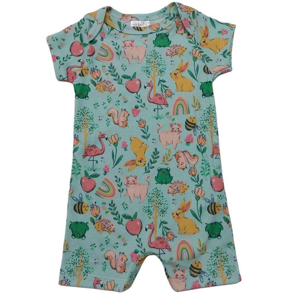 Macaquinho Bebê Menina Suedine Estampado Verde - Up Baby