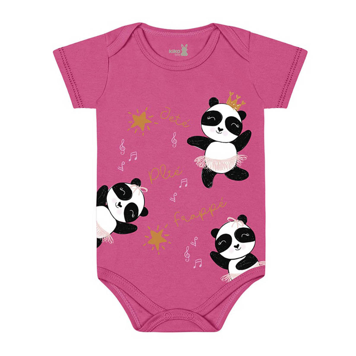 Body Manga Curta Bebê Menina Panda Bailarina - Kiko Baby