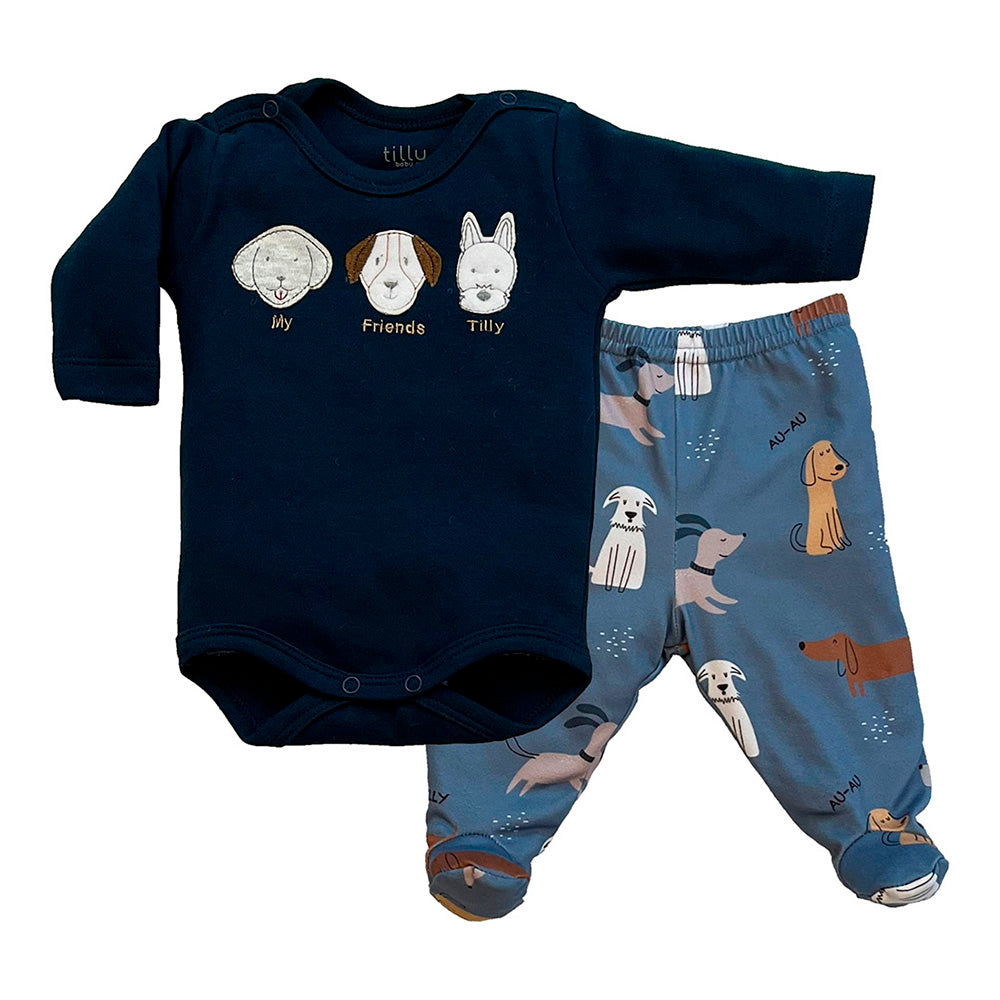 Conjunto Bebê Menino Body e Calça Cachorrinhos - Tilly Baby