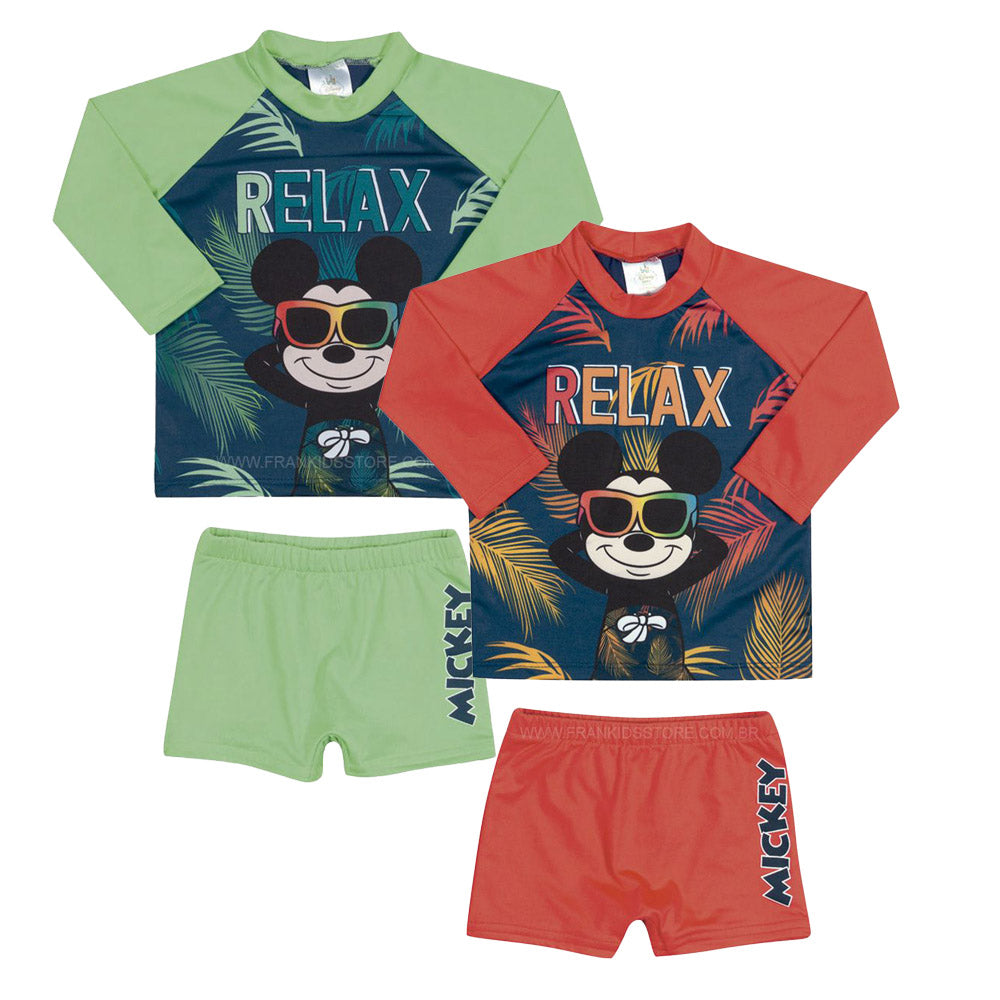 Conjunto Camiseta e Sunga Proteção UV 50+ Mickey - Marlan