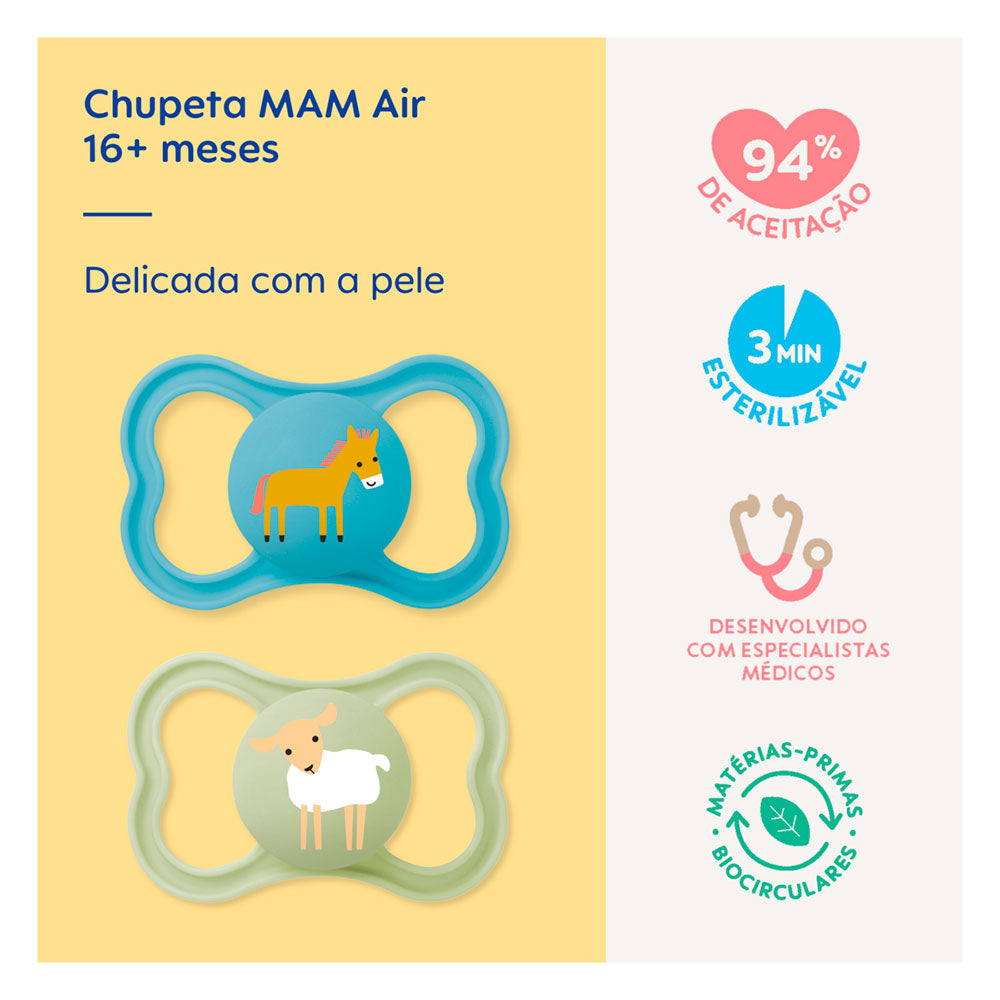 Chupeta Air 16+ Meses (Extra ventilada) C/ 2 Un - MAM