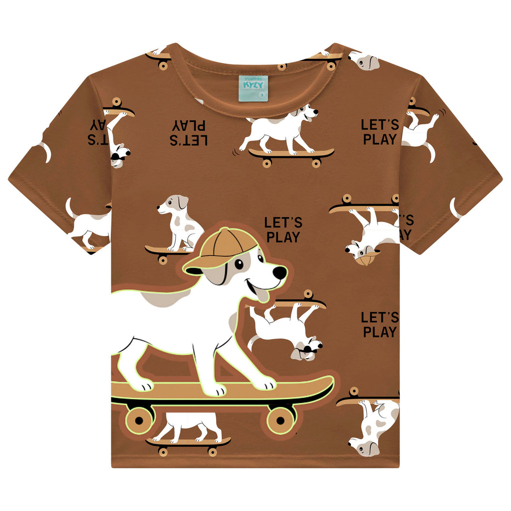 Pijama Infantil Menino Brilha no Escuro Skate Dog - Kyly