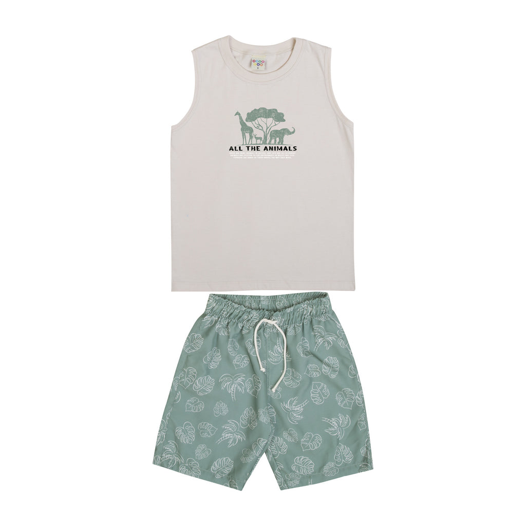 Conjunto Infantil Nature Regata e Bermuda Tactel - Have Fun