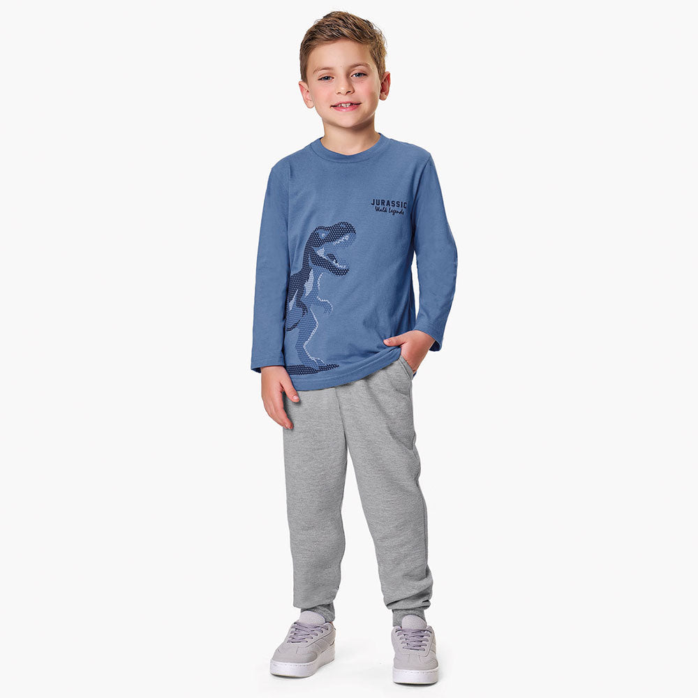 Camiseta Infantil Menino Manga Longa Dino - Kiko e Kika