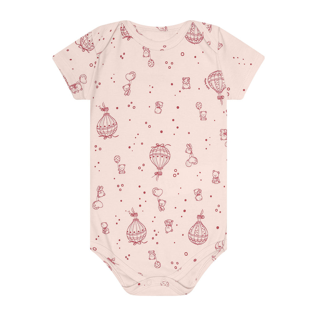 Body Manga Curta Bebê Menina Balões Ursinhos - Kiko Baby