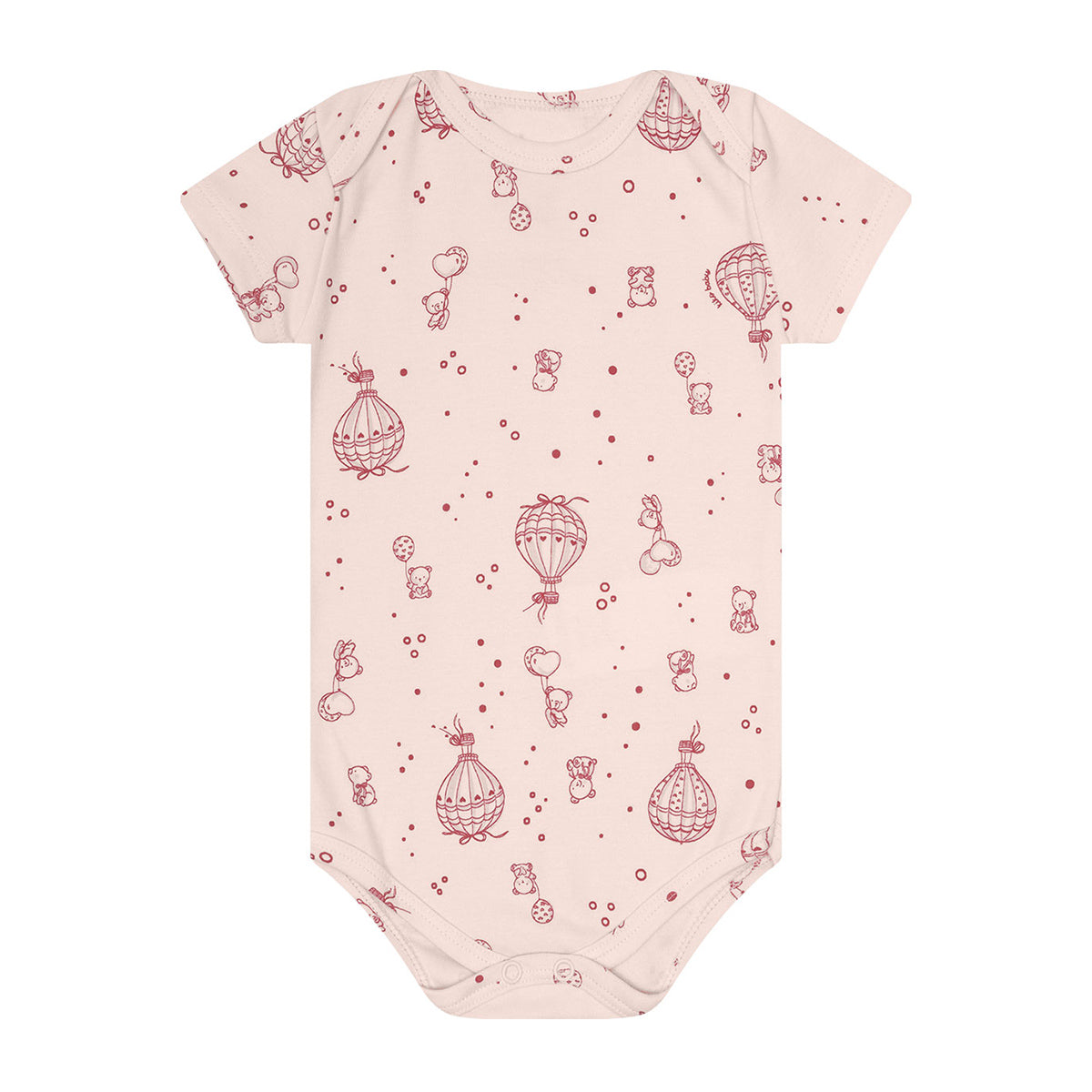 Body Manga Curta Bebê Menina Balões Ursinhos - Kiko Baby