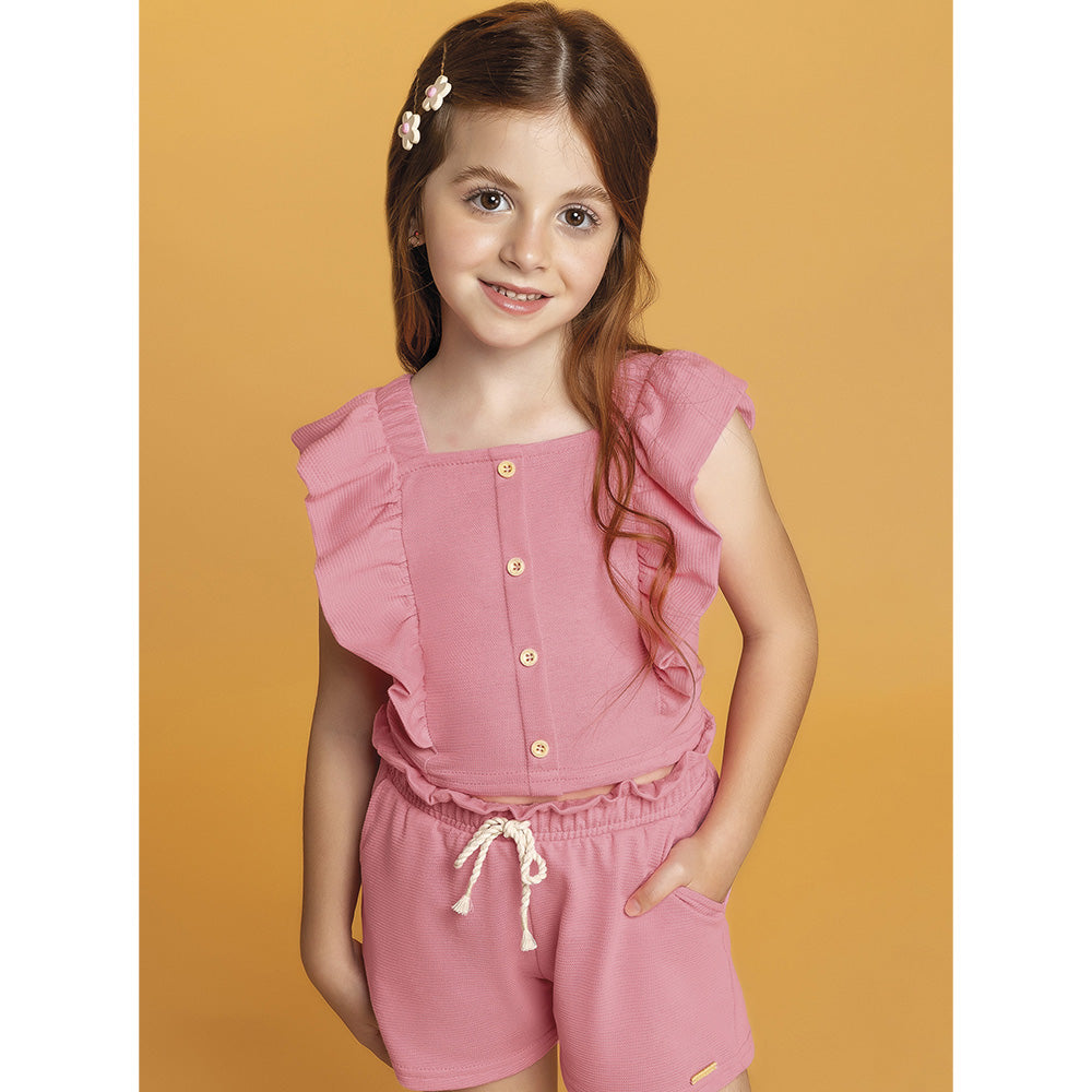 Conjunto Infantil Blusa Cropped e Shorts em Malha - Colorittá