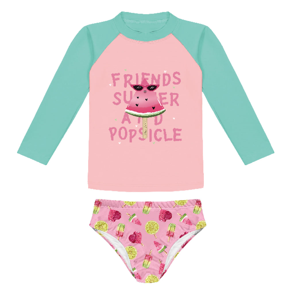 Conjunto Blusa e Calcinha Com Proteção UV 50+ Melancia - Kiko e Kika