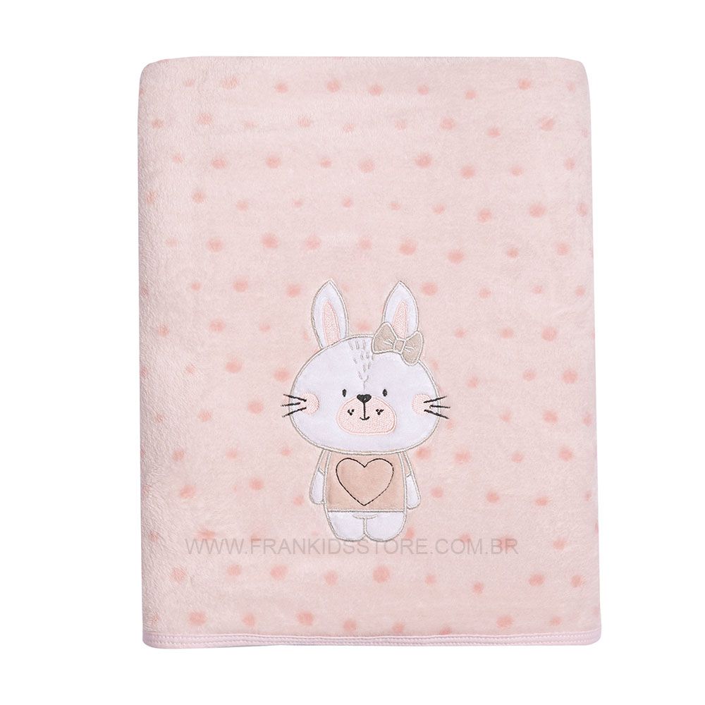 Cobertor Bordado Microfibra 1,10Mx90CM Coelhinha - Papi