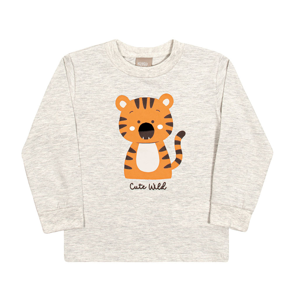 Camiseta Manga Longa Bebê Menino Tigre - Kiko e Kika