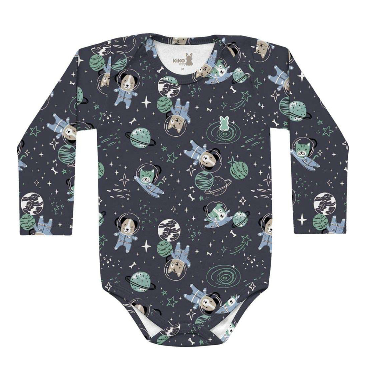 Body Manga Longa Bebê Menino Cão Espacial - Kiko Baby