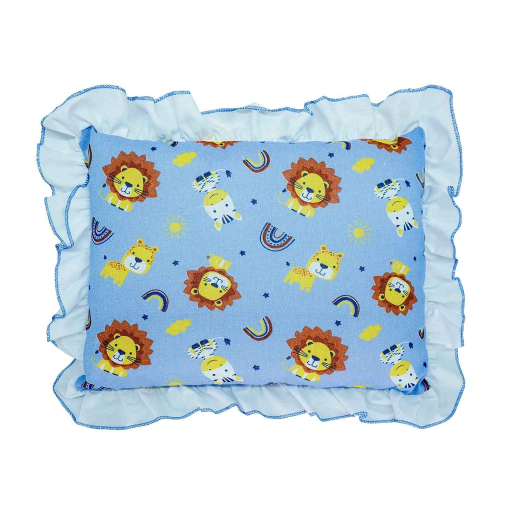 Travesseiro Estampado com Babado Leão Azul - Bublim