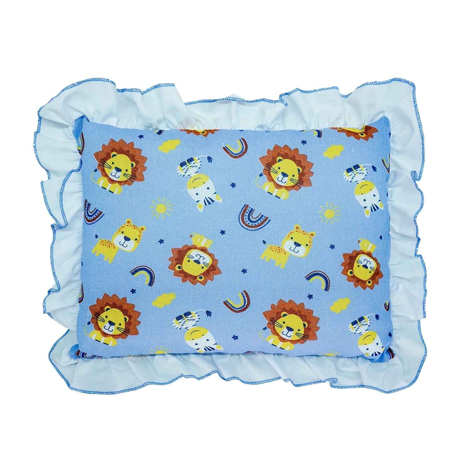 Travesseiro Estampado com Babado Leão Azul - Bublim
