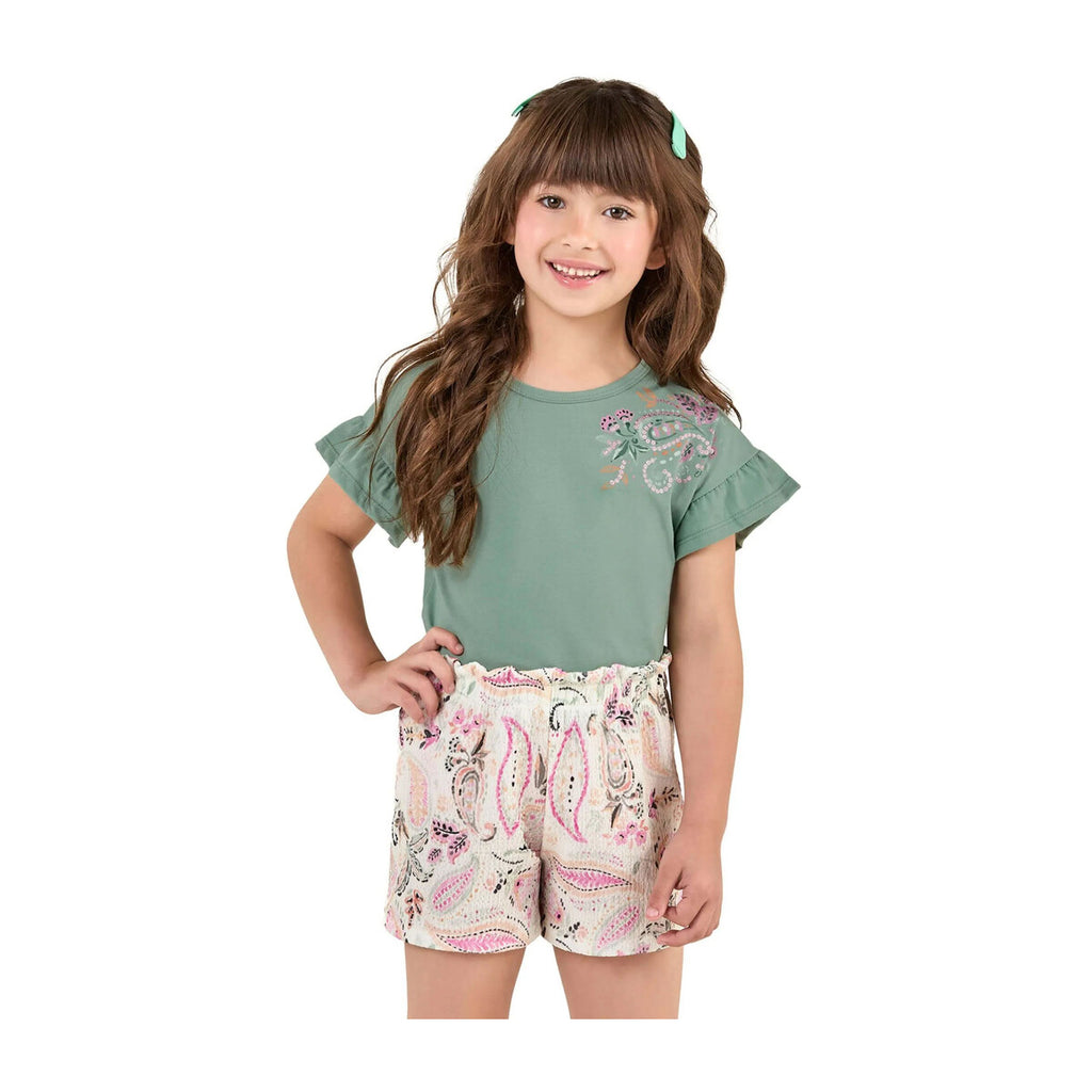 Conjunto Infantil Menina Blusa e Short Paisley - Elian