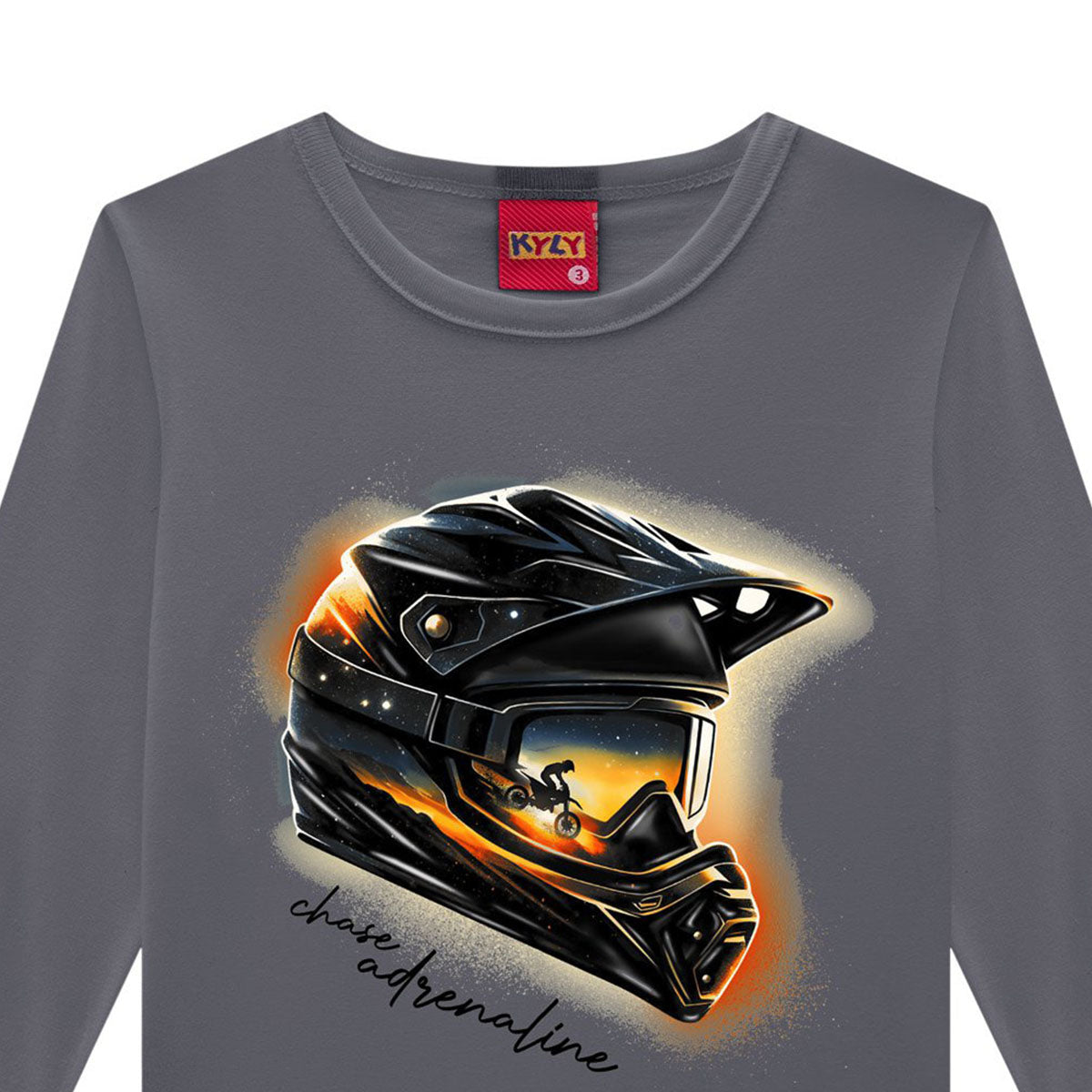 Camiseta Infantil Menino Manga Longa Capacete - Kyly