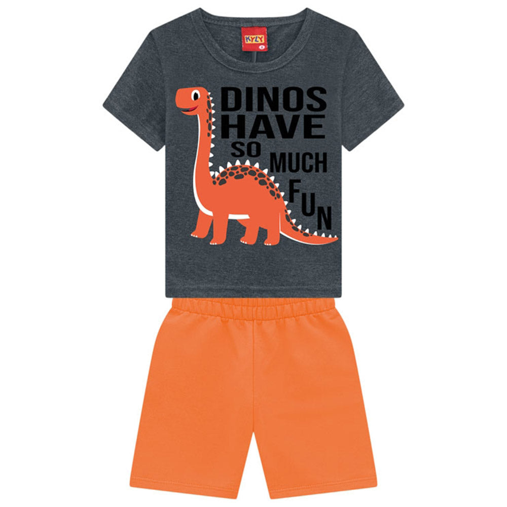 Conjunto Infantil Camiseta e Bermuda Dinos se Divertem - Kyly