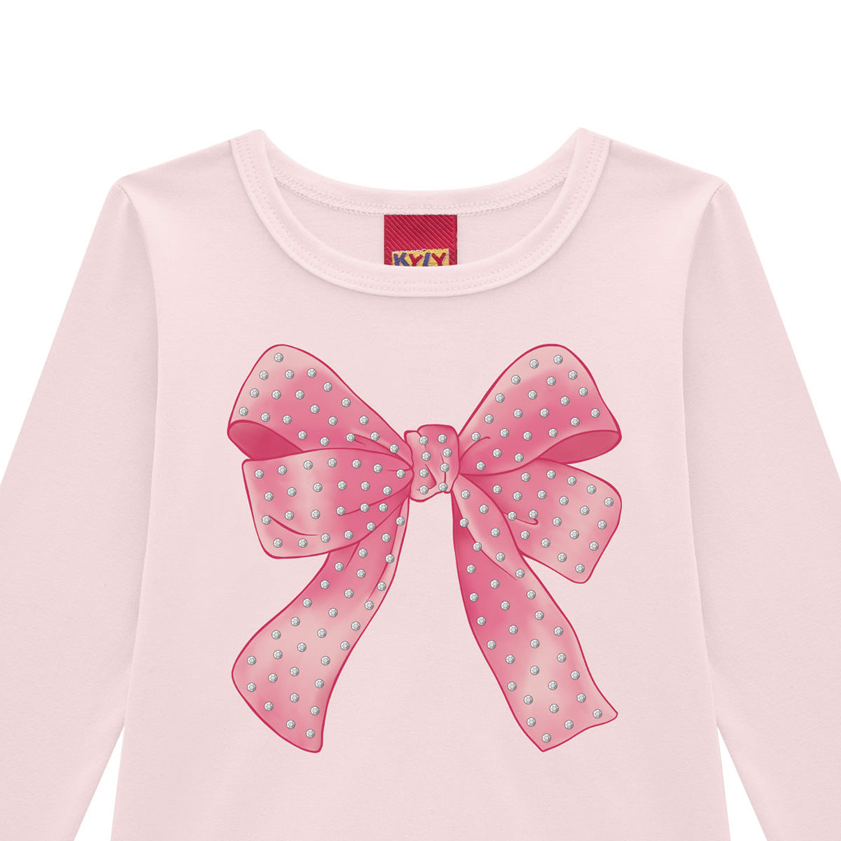 Blusa Infantil Menina Manga Longa Meia Malha Laço - Kyly