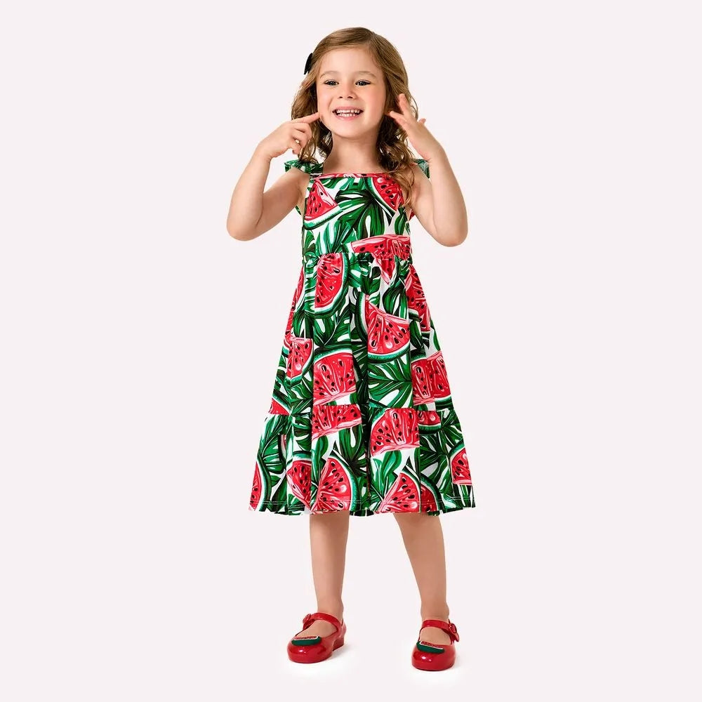 Vestido Infantil Meia Malha Melancia - Kyly