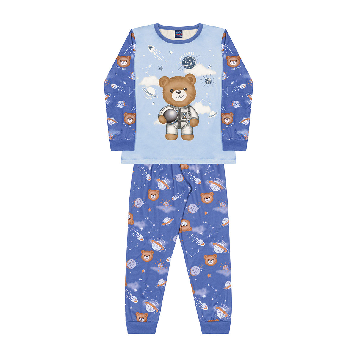 Pijama Infantil Menino em Malha Peluciada Urso - Kiko e Kika