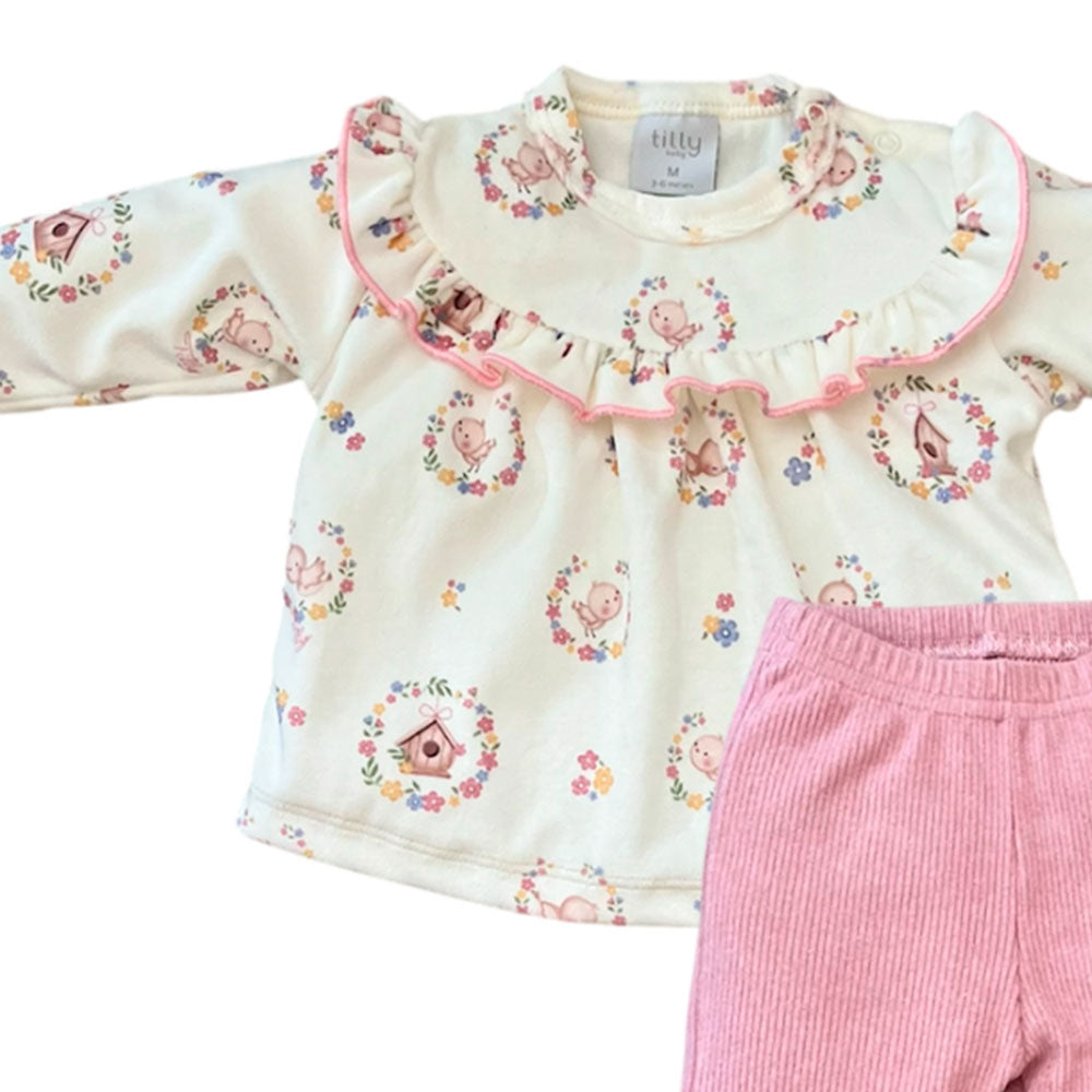 Conjunto Menina Casaco e Calça Plush Passarinhas - Tilly Baby