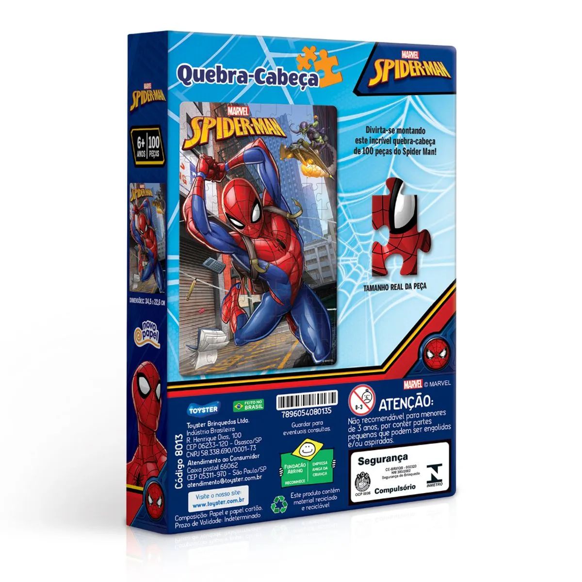 Quebra-Cabeça Marvel Homem Aranha 100 Peças - Toyster