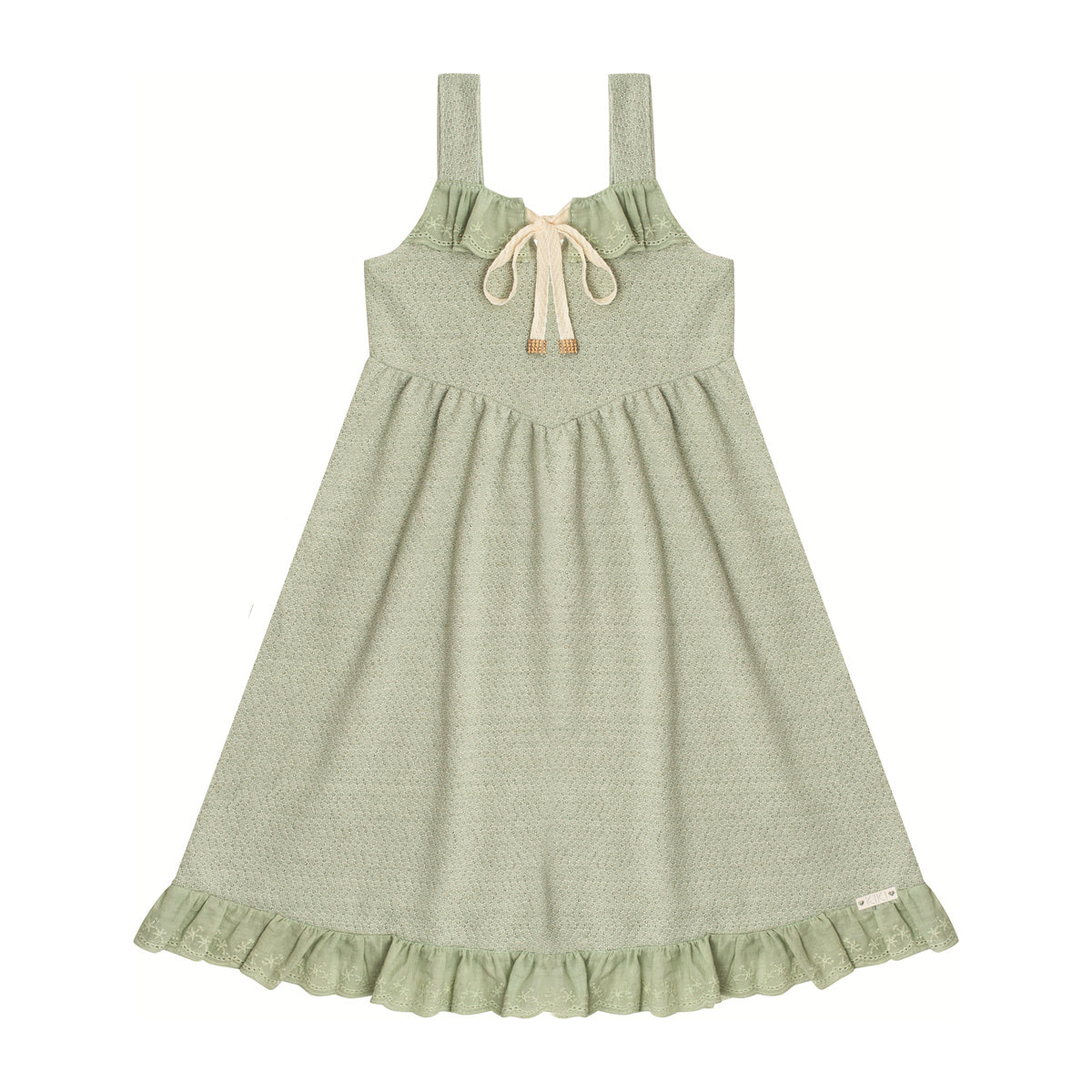 Vestido Infantil Liso Com Bordado - Kiki Xodó