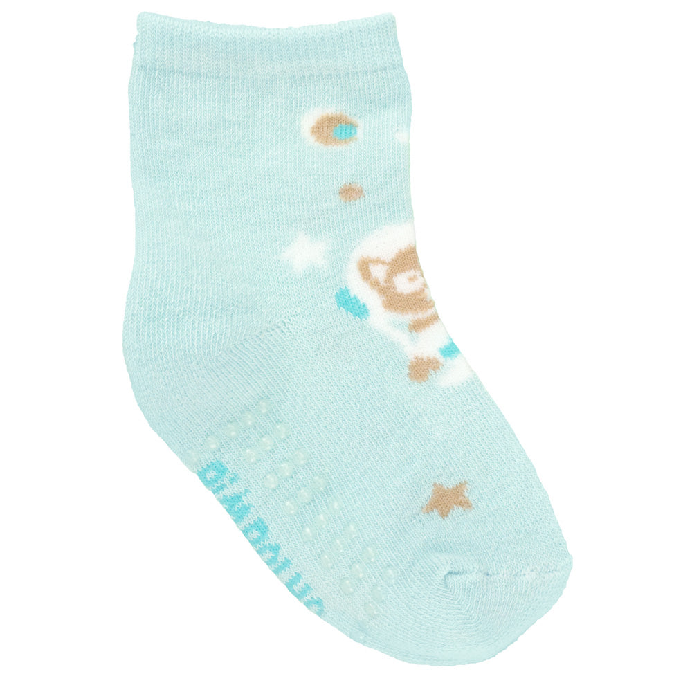 Kit 3 Pares Meia Antiderrapante Menino 21-25 Foguete - Pimpolho