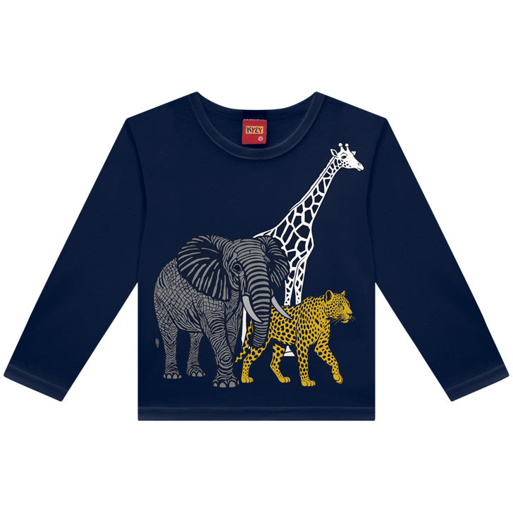 Camiseta Infantil Menino Manga Longa Safári - Kyly