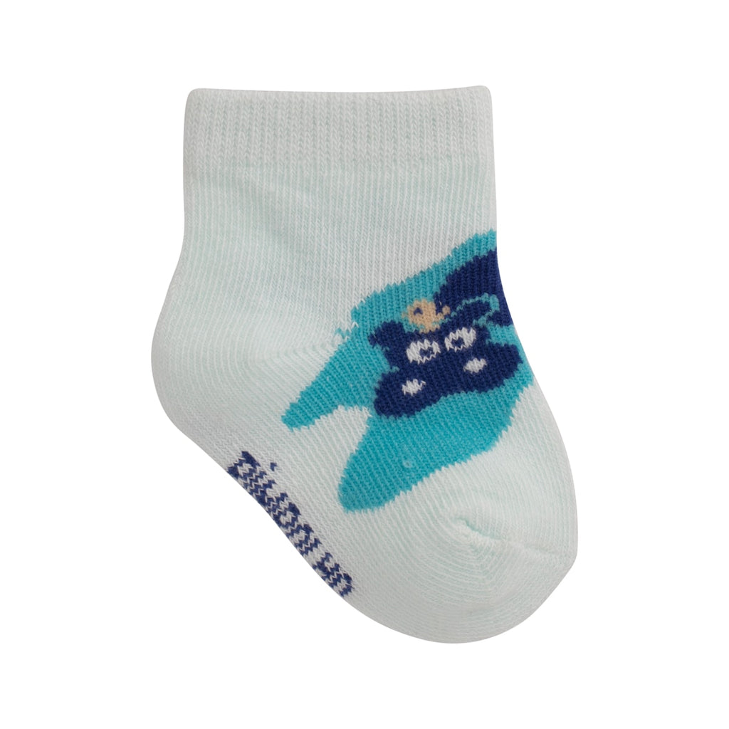 Kit 3 Pares Meia Cano Médio Bebê Menino RN Hipopótamo - Pimpolho