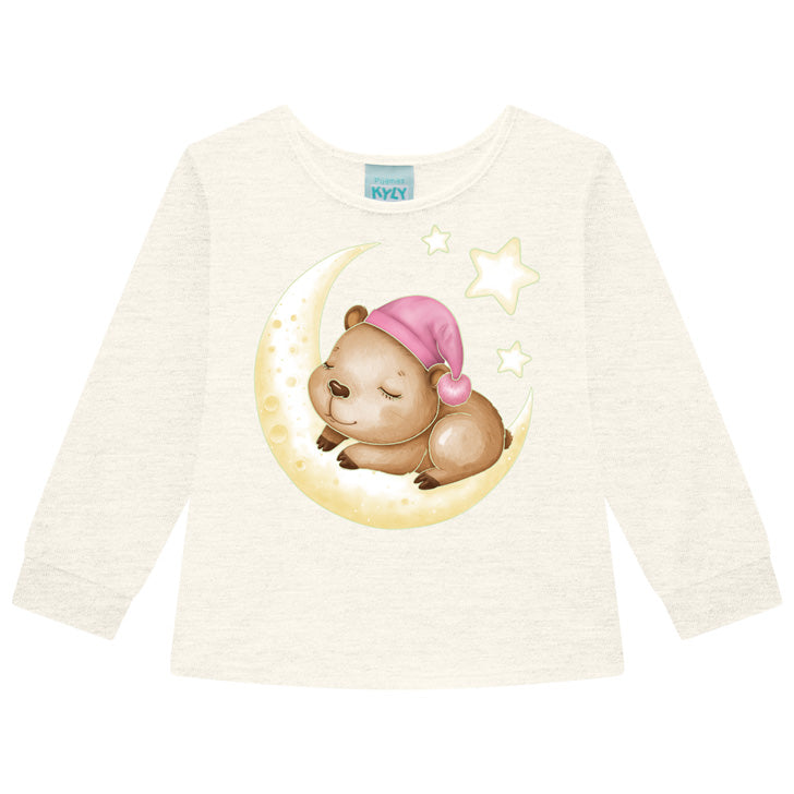 Pijama Menina em Meia Malha Brilha no Escuro Capivara - Kyly