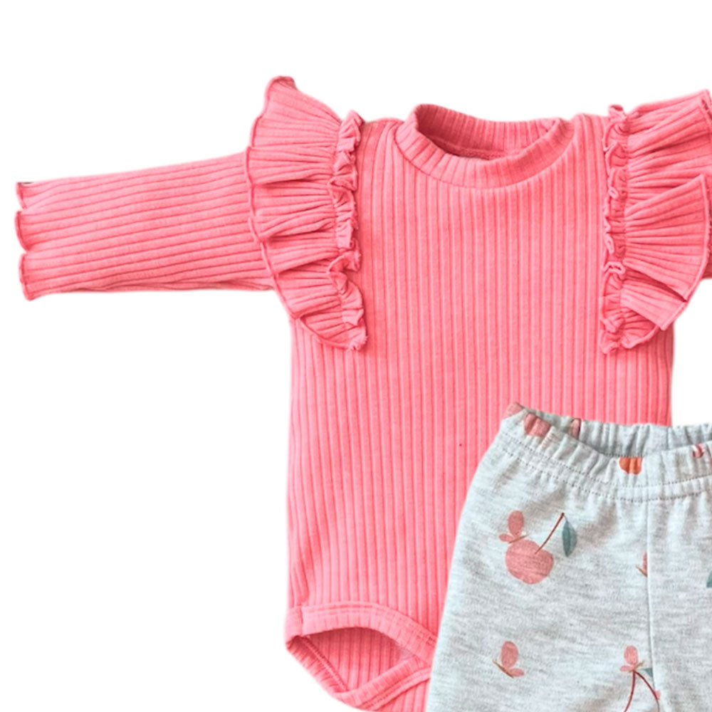 Conjunto Bebê Body Manga Longa e Calça Cerejas - Tilly Baby