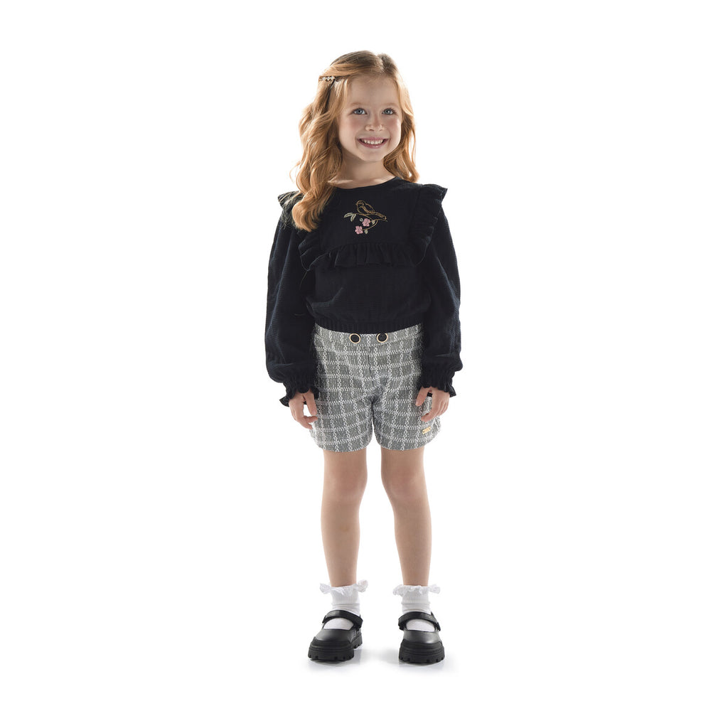 Conjunto Infantil Blusa e Short Tweed - Kiki Xodó