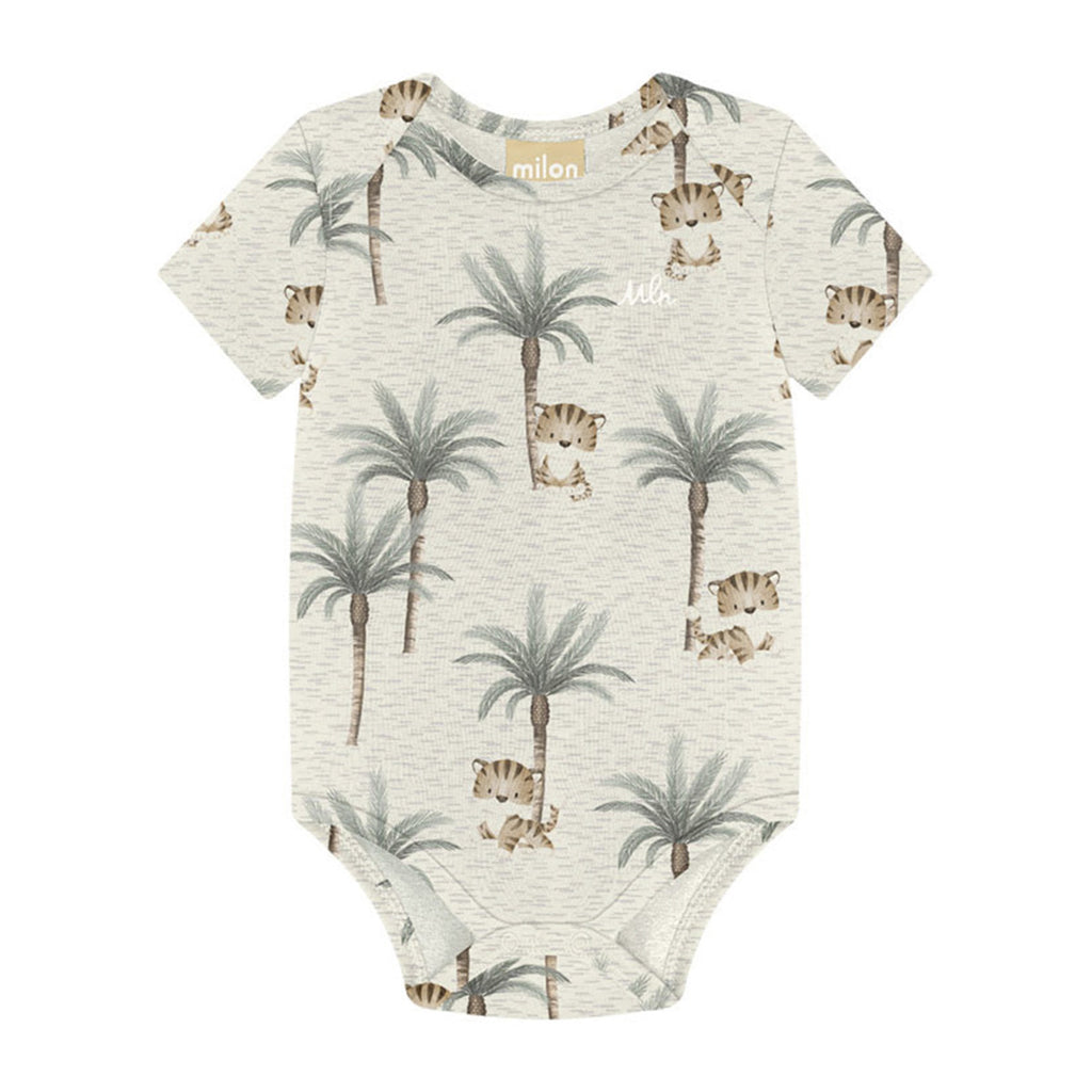 Body Manga Curta Bebê Menino Tigre Coqueiros - Milon