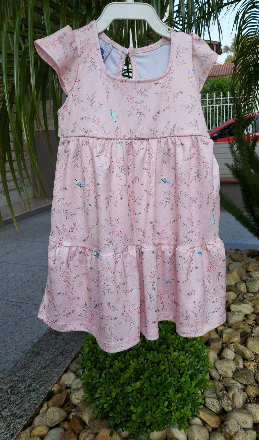 Vestido Infantil em Malha Crepe Flores - Kiko e Kika